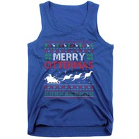 Merry Ottermas Animal Lover Otter Ugly Christmas Gift Tank Top