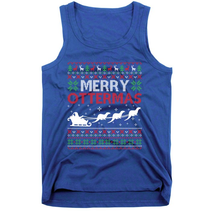 Merry Ottermas Animal Lover Otter Ugly Christmas Gift Tank Top