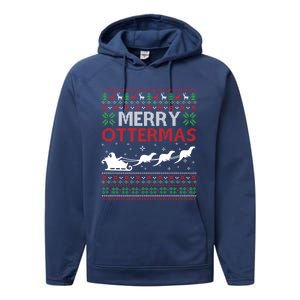 Merry Ottermas Animal Lover Otter Ugly Christmas Gift Performance Fleece Hoodie