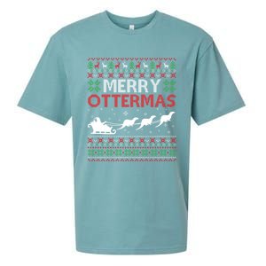 Merry Ottermas Animal Lover Otter Ugly Christmas Gift Sueded Cloud Jersey T-Shirt