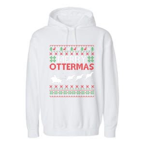 Merry Ottermas Animal Lover Otter Ugly Christmas Gift Garment-Dyed Fleece Hoodie