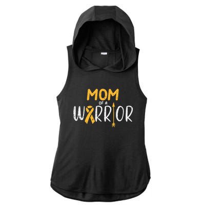 Mom Of A Warrior Childhood Cancer Ribbon Awareness Family Ladies PosiCharge Tri-Blend Wicking Draft Hoodie Tank