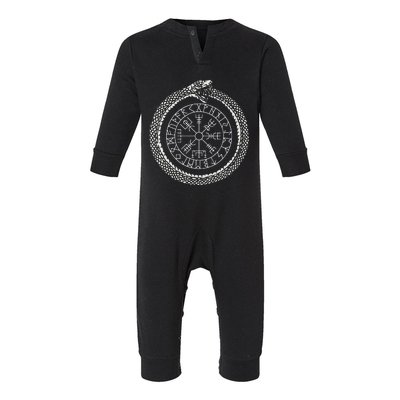 Mystic Ouroboros Ancient Viking Symbol Vegvisir Norse Infant Fleece One Piece