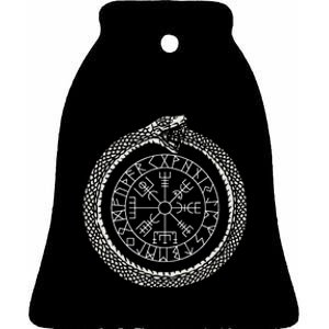 Mystic Ouroboros Ancient Viking Symbol Vegvisir Norse Ceramic Bell Ornament