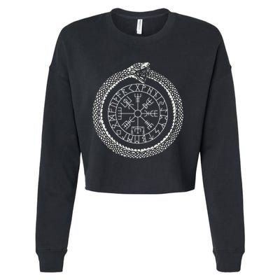 Mystic Ouroboros Ancient Viking Symbol Vegvisir Norse Cropped Pullover Crew