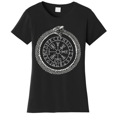 Mystic Ouroboros Ancient Viking Symbol Vegvisir Norse Women's T-Shirt