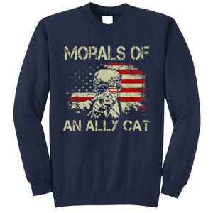 Morals Of An Ally Cat Trump Biden Debate Tall Sweatshirt