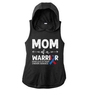 Mom Of A Warrior Red & Blue Ribbon HLHS Awareness Ladies PosiCharge Tri-Blend Wicking Draft Hoodie Tank