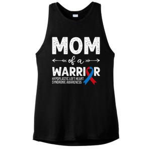 Mom Of A Warrior Red & Blue Ribbon HLHS Awareness Ladies PosiCharge Tri-Blend Wicking Tank