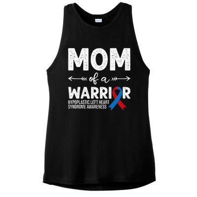 Mom Of A Warrior Red & Blue Ribbon HLHS Awareness Ladies PosiCharge Tri-Blend Wicking Tank