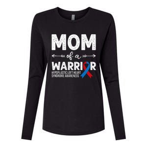 Mom Of A Warrior Red & Blue Ribbon HLHS Awareness Womens Cotton Relaxed Long Sleeve T-Shirt