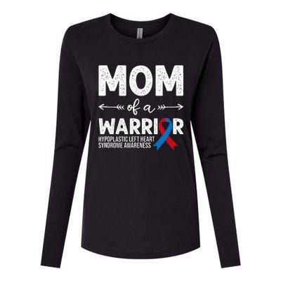 Mom Of A Warrior Red & Blue Ribbon HLHS Awareness Womens Cotton Relaxed Long Sleeve T-Shirt