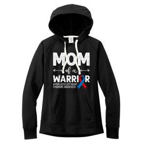 Mom Of A Warrior Red & Blue Ribbon HLHS Awareness Women's Fleece Hoodie