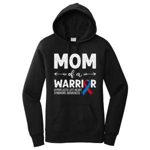 Mom Of A Warrior Red & Blue Ribbon HLHS Awareness Women's Pullover Hoodie