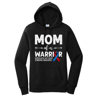 Mom Of A Warrior Red & Blue Ribbon HLHS Awareness Women's Pullover Hoodie