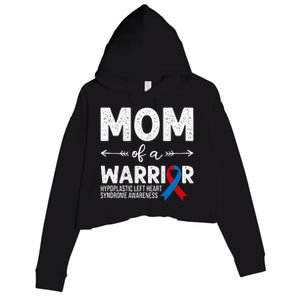 Mom Of A Warrior Red & Blue Ribbon HLHS Awareness Crop Fleece Hoodie