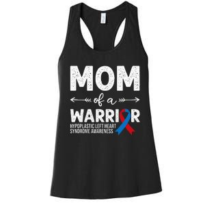 Mom Of A Warrior Red & Blue Ribbon HLHS Awareness Women's Racerback Tank