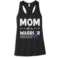 Mom Of A Warrior Red & Blue Ribbon HLHS Awareness Women's Racerback Tank