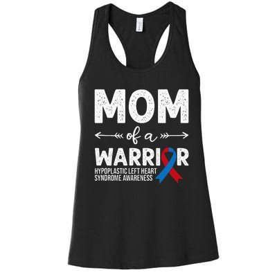 Mom Of A Warrior Red & Blue Ribbon HLHS Awareness Women's Racerback Tank