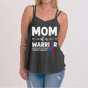 Mom Of A Warrior Red & Blue Ribbon HLHS Awareness Women's Strappy Tank