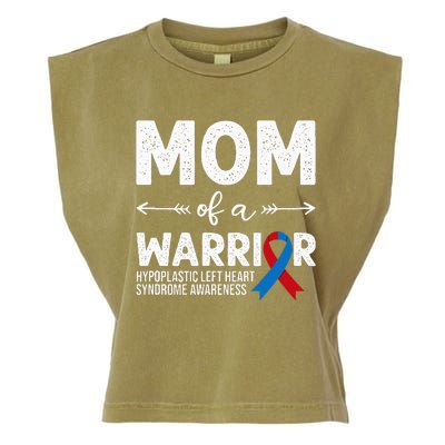 Mom Of A Warrior Red & Blue Ribbon HLHS Awareness Garment-Dyed Women's Muscle Tee