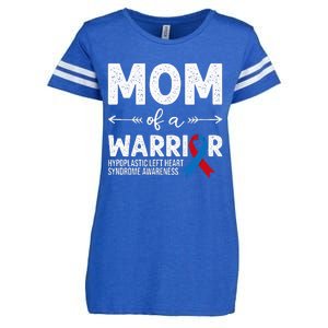 Mom Of A Warrior Red & Blue Ribbon HLHS Awareness Enza Ladies Jersey Football T-Shirt