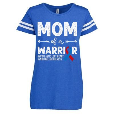 Mom Of A Warrior Red & Blue Ribbon HLHS Awareness Enza Ladies Jersey Football T-Shirt