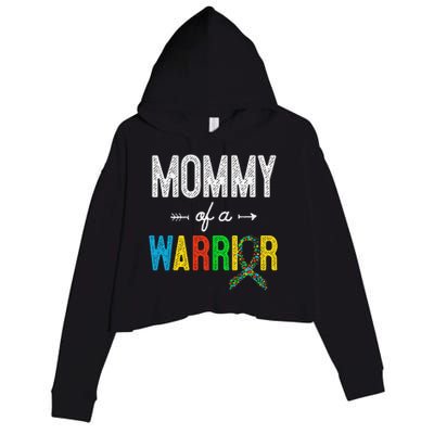 Mommy Of A Warrior Autism Awareness Support Crop Fleece Hoodie