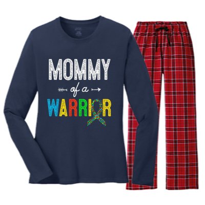 Mommy Of A Warrior Autism Awareness Support Women's Long Sleeve Flannel Pajama Set 