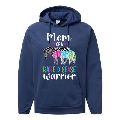 Mom Of A Rare Disease Warrior Mom Rare Disease Awareness Performance Fleece Hoodie