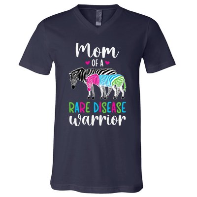 Mom Of A Rare Disease Warrior Mom Rare Disease Awareness V-Neck T-Shirt