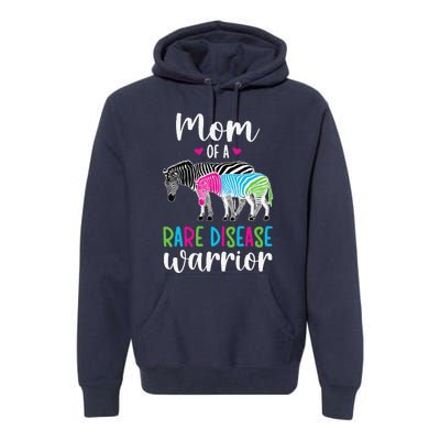 Mom Of A Rare Disease Warrior Mom Rare Disease Awareness Premium Hoodie