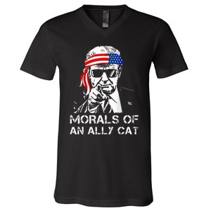 Morals Of An Ally Cat Trump Biden Debate V-Neck T-Shirt