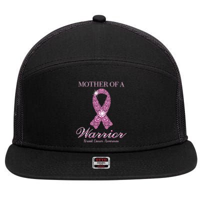 Mother Of A Warrior Breast Cancer Awareness Pink Ribbon 7 Panel Mesh Trucker Snapback Hat