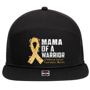 Mama Of A Warrior Hood Cancer Awareness Gift 7 Panel Mesh Trucker Snapback Hat