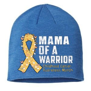 Mama Of A Warrior Hood Cancer Awareness Gift Sustainable Beanie