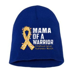 Mama Of A Warrior Hood Cancer Awareness Gift Short Acrylic Beanie