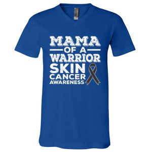 Mama Of A Warrior Skin Cancer Awareness Mom Gift V-Neck T-Shirt