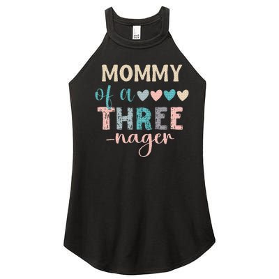 Mommy Of A Threenager 3rd Birthday Matching Family Boho Women’s Perfect Tri Rocker Tank