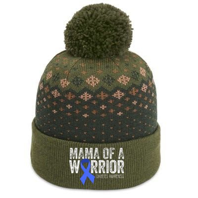 Mama of a Warrior T1D Mom Diabetic Blue Ribbon Support Gift The Baniff Cuffed Pom Beanie