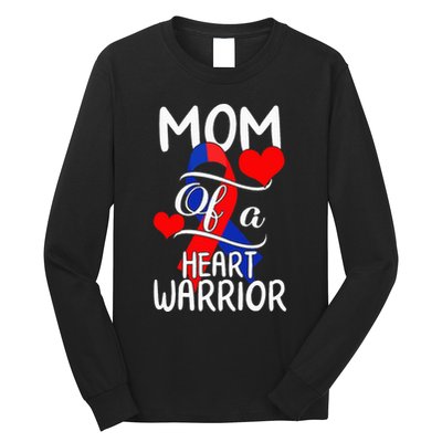 Mom Of A Heart Warrior CHD Disease Awareness Red Ribbon Gift Long Sleeve Shirt