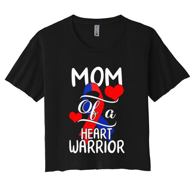 Mom Of A Heart Warrior CHD Disease Awareness Red Ribbon Gift Crop Top