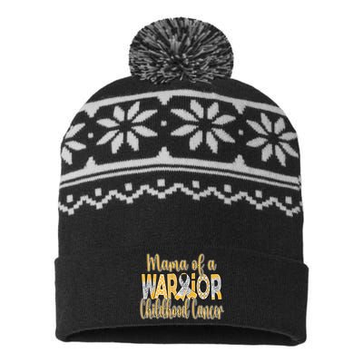 Mama Of A Warior Childhood Cancer USA-Made Snowflake Beanie