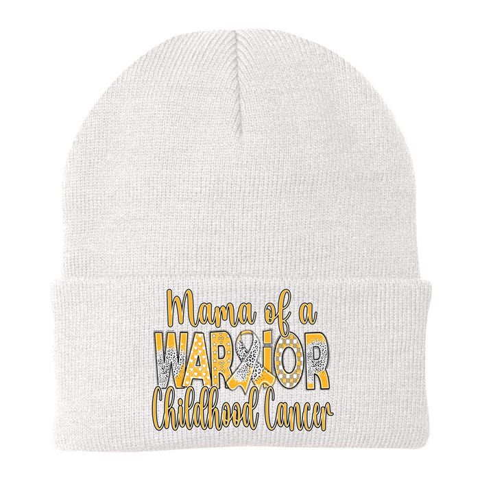 Mama Of A Warior Childhood Cancer Knit Cap Winter Beanie