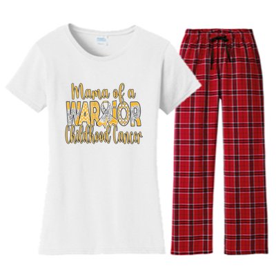 Mama Of A Warior Childhood Cancer Women's Flannel Pajama Set