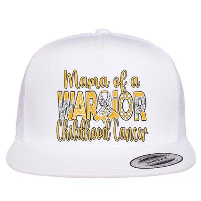 Mama Of A Warior Childhood Cancer Flat Bill Trucker Hat