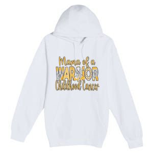 Mama Of A Warior Childhood Cancer Premium Pullover Hoodie