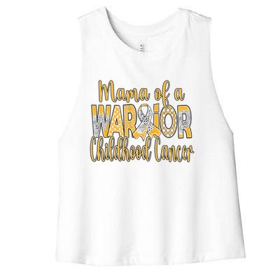 Mama Of A Warior Childhood Cancer Women's Racerback Cropped Tank