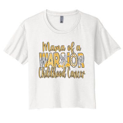 Mama Of A Warior Childhood Cancer Women's Crop Top Tee