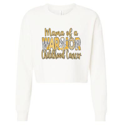 Mama Of A Warior Childhood Cancer Cropped Pullover Crew